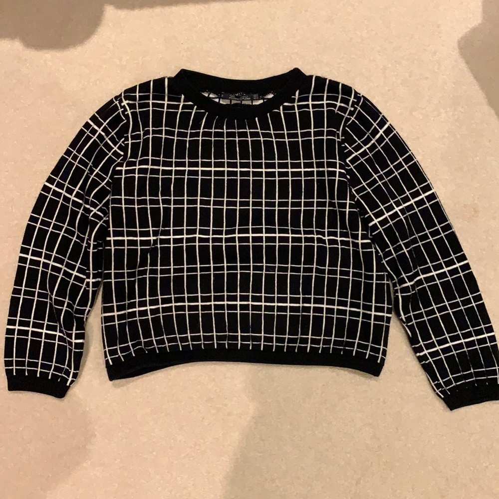 Zara slightly cropped black and white design sweater